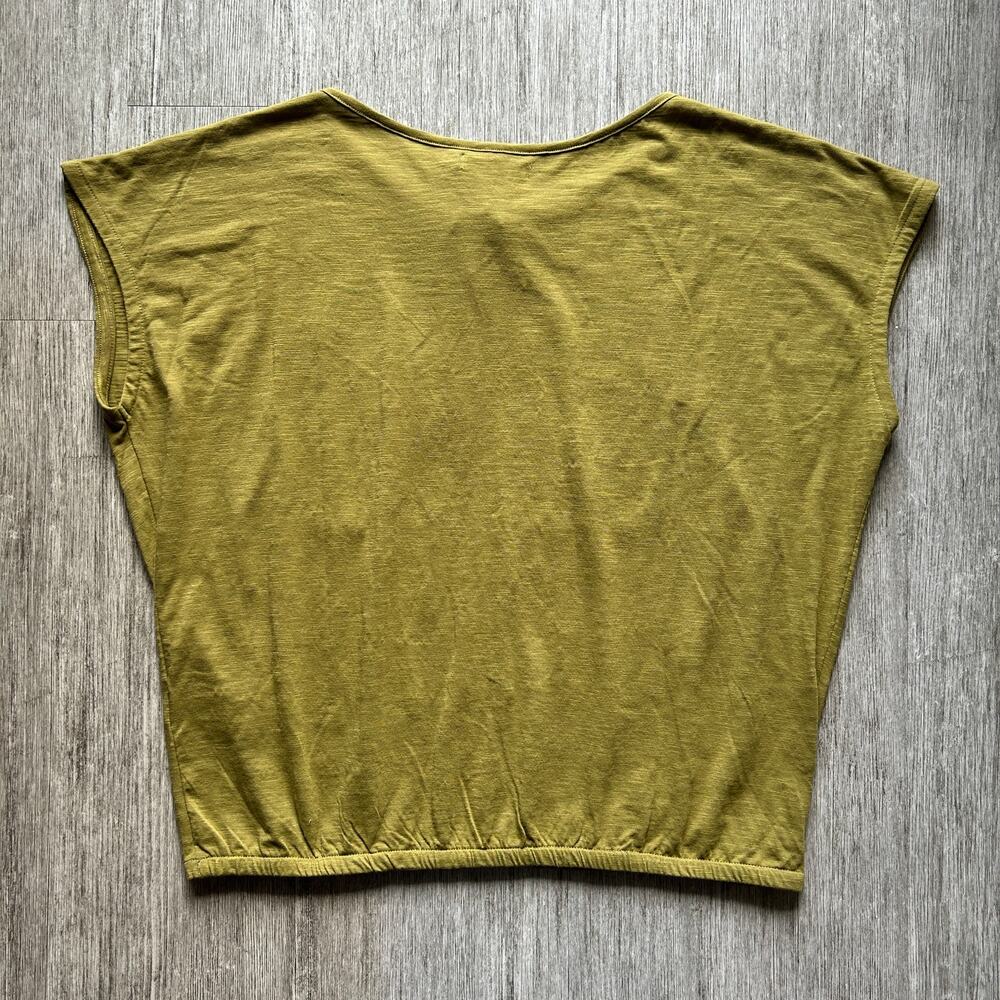 Prana Olive Green “Ocupas Popover” Boxy Pleated Short Sleeve T-Shirt Size Medium - Picture 8 of 12